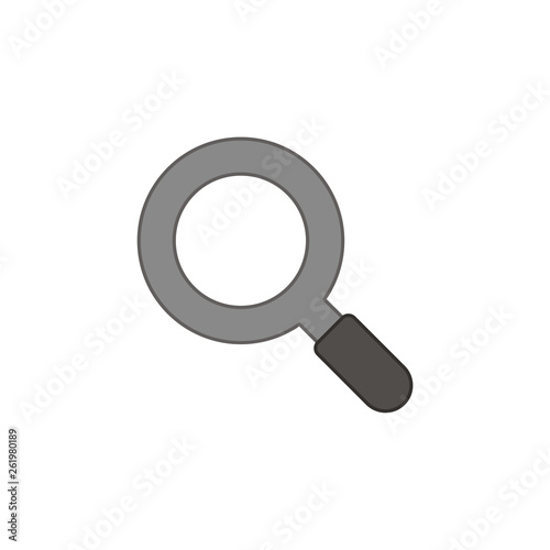 Flat design style vector of magnifying glass or magnifier symbol icon on white. Colored outlines.