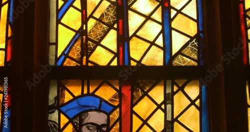 stained glass window saint church