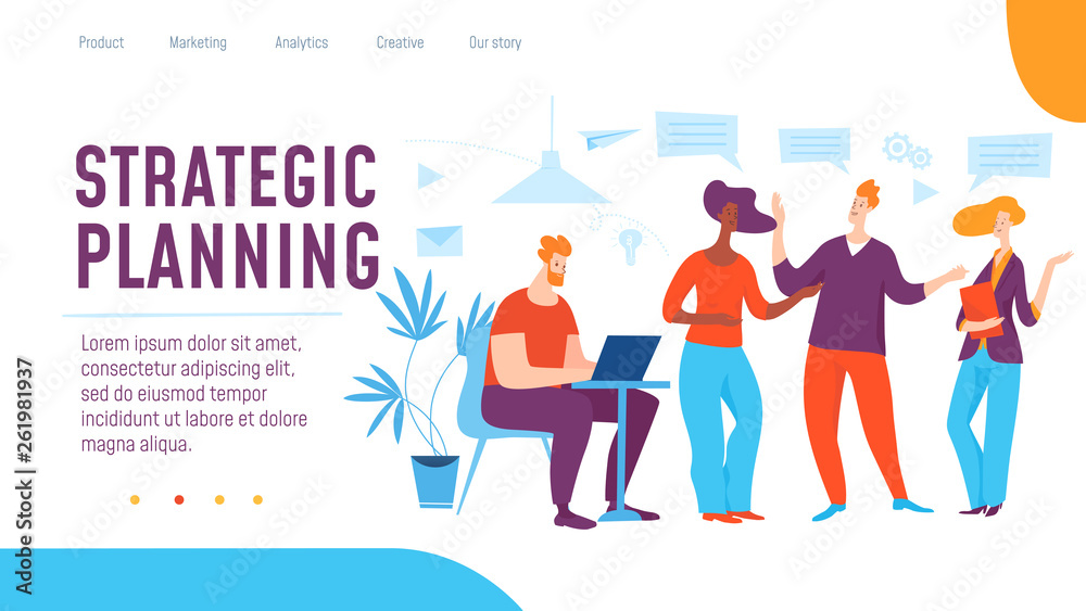 Vector strategic planning concept creative business illustration with working people. 