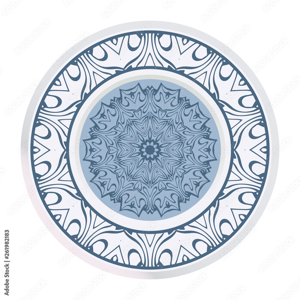 Handdrawn Pattern With Round Floral Mandala. Vector Illustration. Oriental Pattern. Indian, Moroccan, Mystic, Ottoman Motifs. Anti-Stress Therapy Pattern.