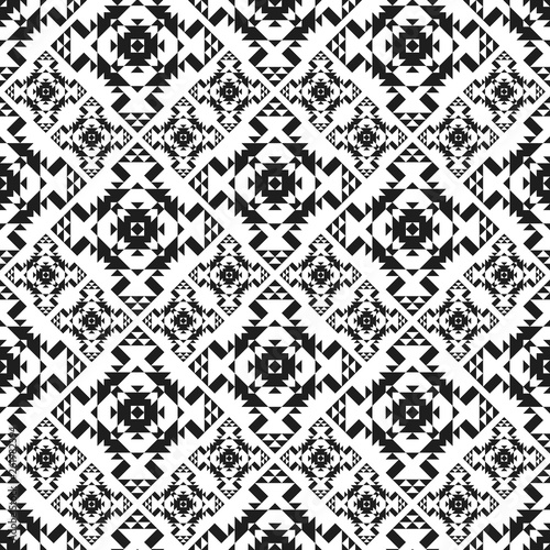 Seamless pattern with american indian style. Tribal ornament plaid. Navajo background. Textile geo print.