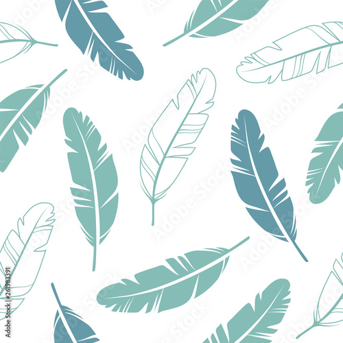 Pastel Colours Feathers Seamless Pattern