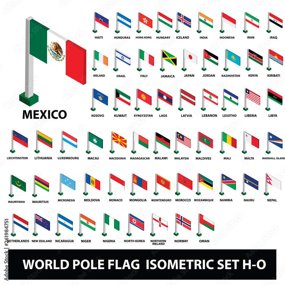 WORLD POLE FLAG SET H-O WORLD POLE FLAG SET H-O