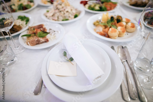plate of food on wedding table