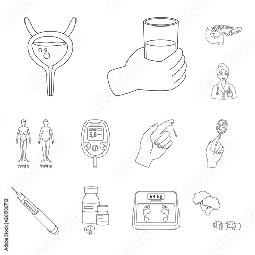 Isolated object of mellitus and diabetes logo. Set of mellitus and diet stock symbol for web.
