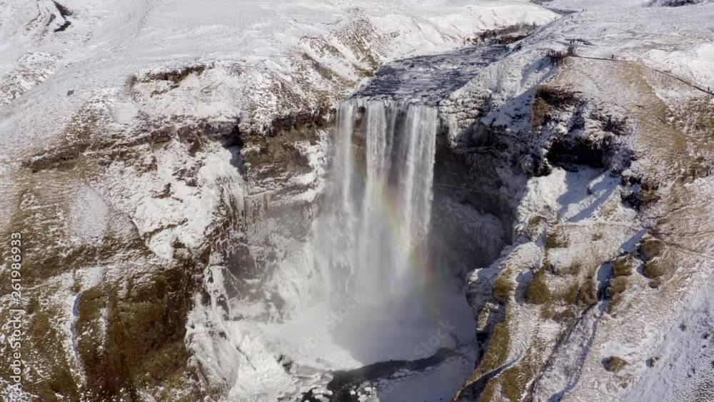 Skogafoss Waterfall one of Iceland's Iconic Landmarks and Tourist Attraction Skogafoss Waterfall one of Iceland's Iconic Landmarks and Tourist Attraction