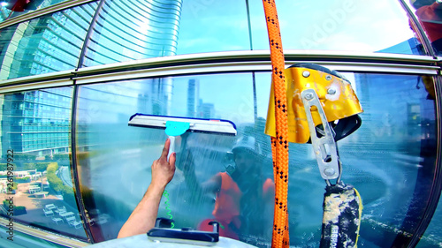 High rise window cleaning point of view