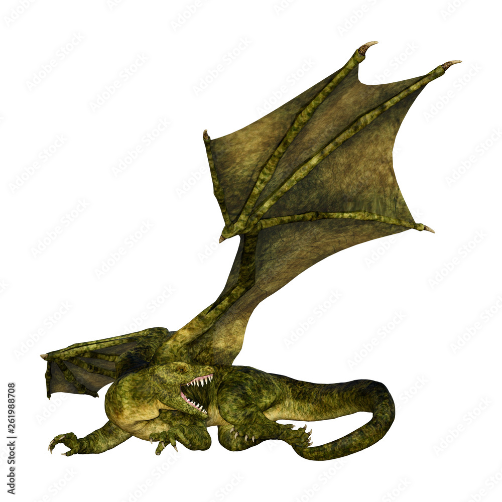 Obraz premium 3D Rendering Fairy Tale Dragon on White