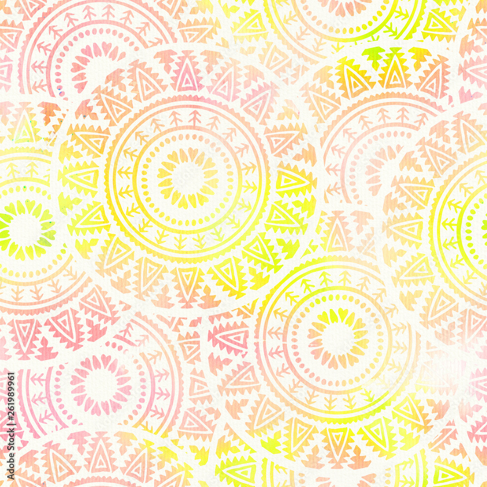 Fototapeta premium Abstract boho watercolor hand painted seamless background.