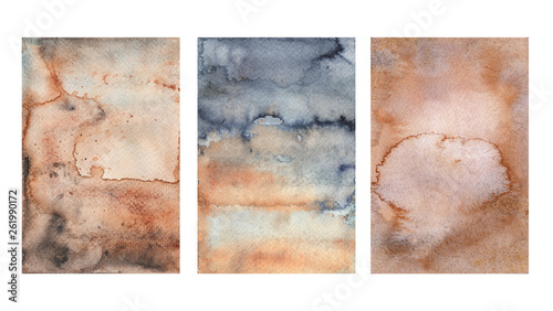 Old brown rustic watercolor texture, stilized watercolor rust, mold or dirty surface. photo