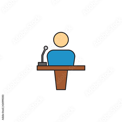 speaker with microphone vector icon isolated on white background