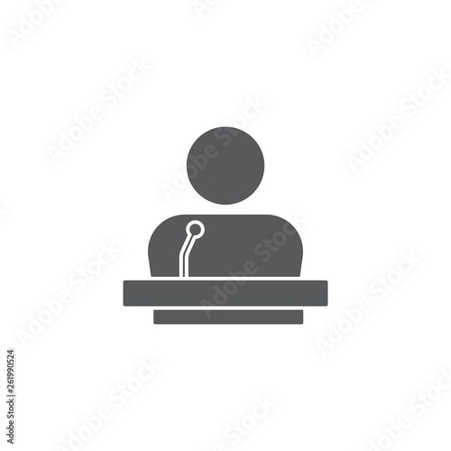 speaker with microphone vector icon isolated on white background