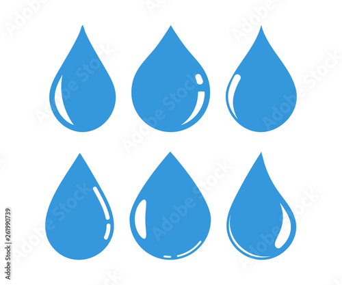 Set blue water drop icons. Vector illustration