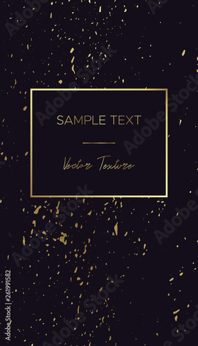 Card template with gold frame and Grunge texture