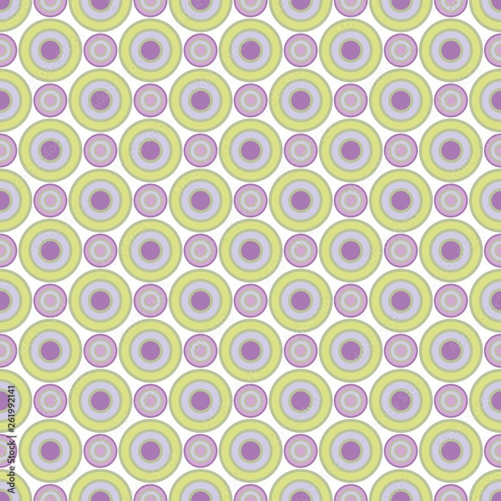 Seamless pattern of abstract lilac and light green  circles for fabrics, wallpapers, tablecloths, prints and designs.The EPS file (vector) has a pattern that will smoothly fill any shape.