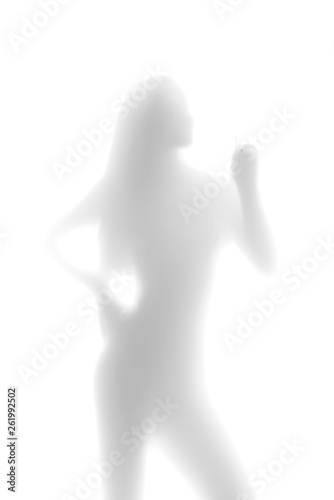 silhouette of a naked girl on a white background