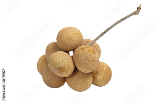 longan fruit group on white isolated background 