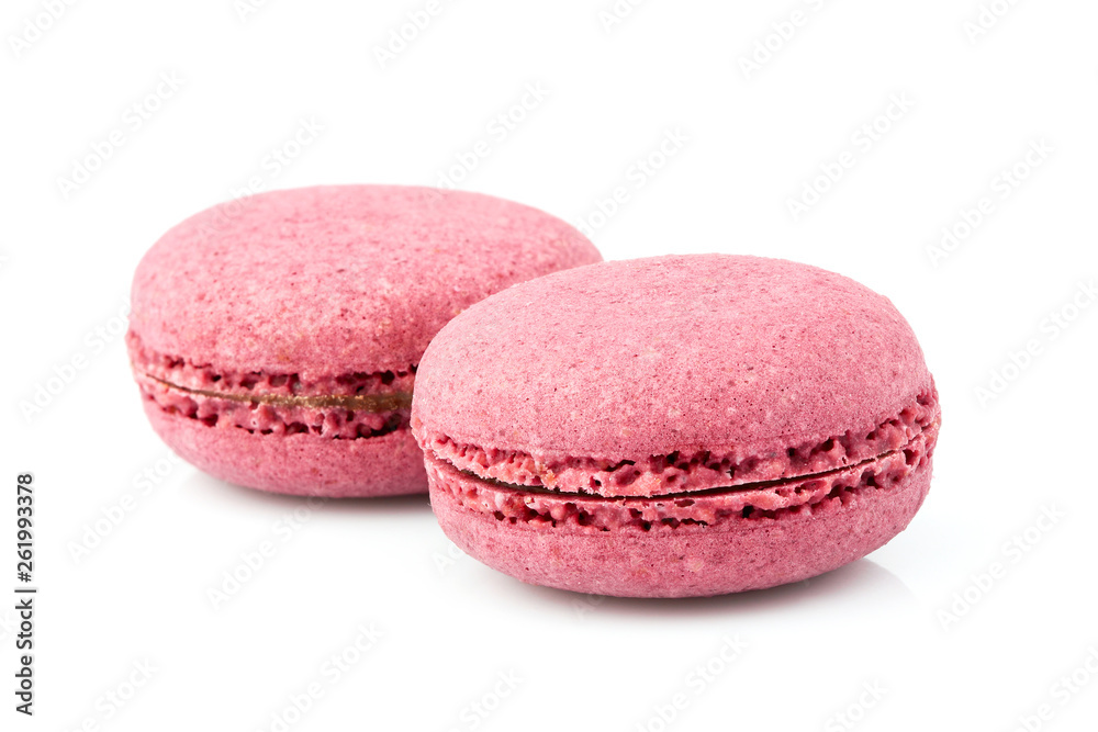 Pink macarons cookies isolated. Pink macarons cookies isolated.