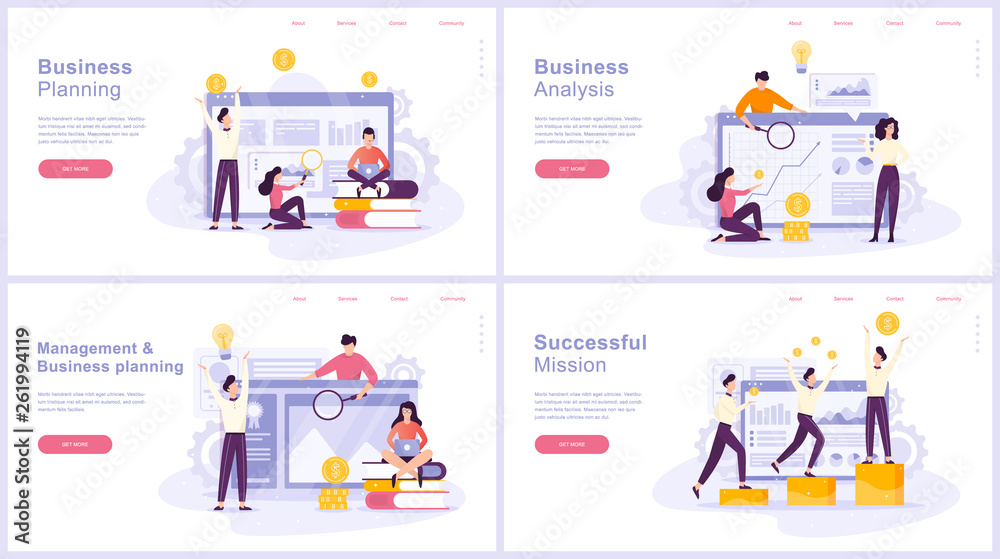 Business planning concept set. Idea of analysis