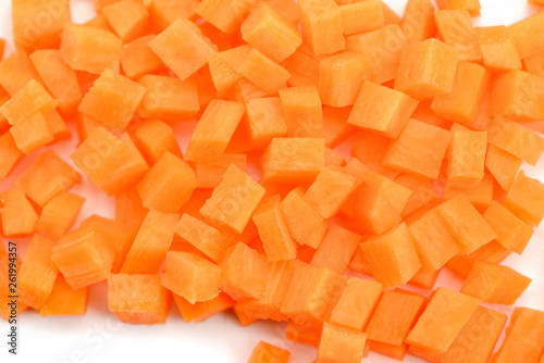 Close up on diced carrot