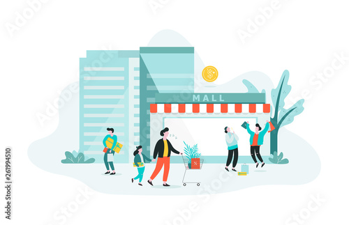 People shopping in the mall. Shop in the city, big store