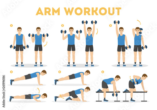 Arm workout for man. Exercise for strong arms