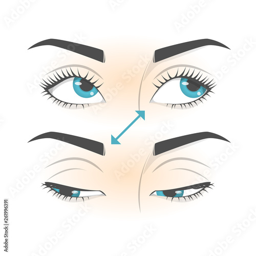 Eye exercise. Movement for eyes relaxation. Eyeball, eyelash