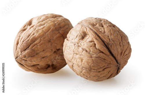 Walnuts isolated on white background with clipping path