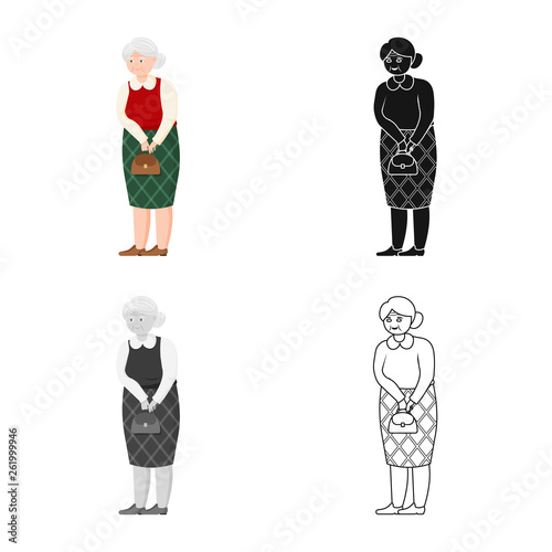 Vector illustration of grandmother  and senior  icon. Set of grandmother  and old stock symbol for web.