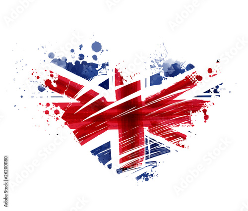 Grunge heart flag of United Kngdom