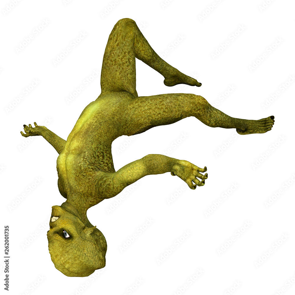 3D Rendering Green Alien on White 3D Rendering Green Alien on White