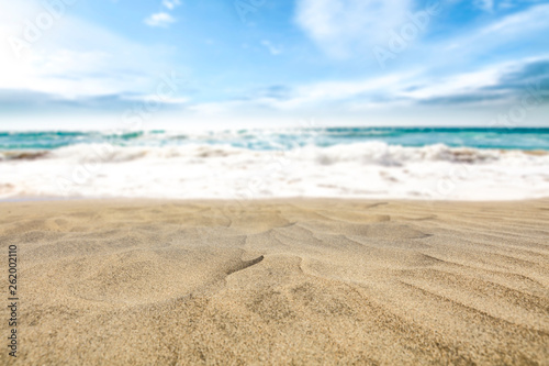 Summer background of beach and sea. Free space for your decoration. 