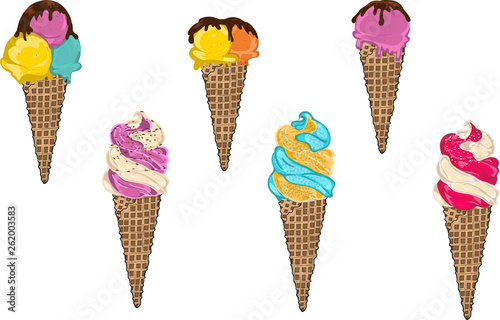lody, kreskówkowe, ice cream, lato, polewa