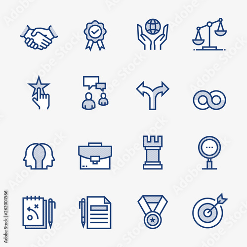 Business Ethics Colored Outline Icons. Pixel Perfect