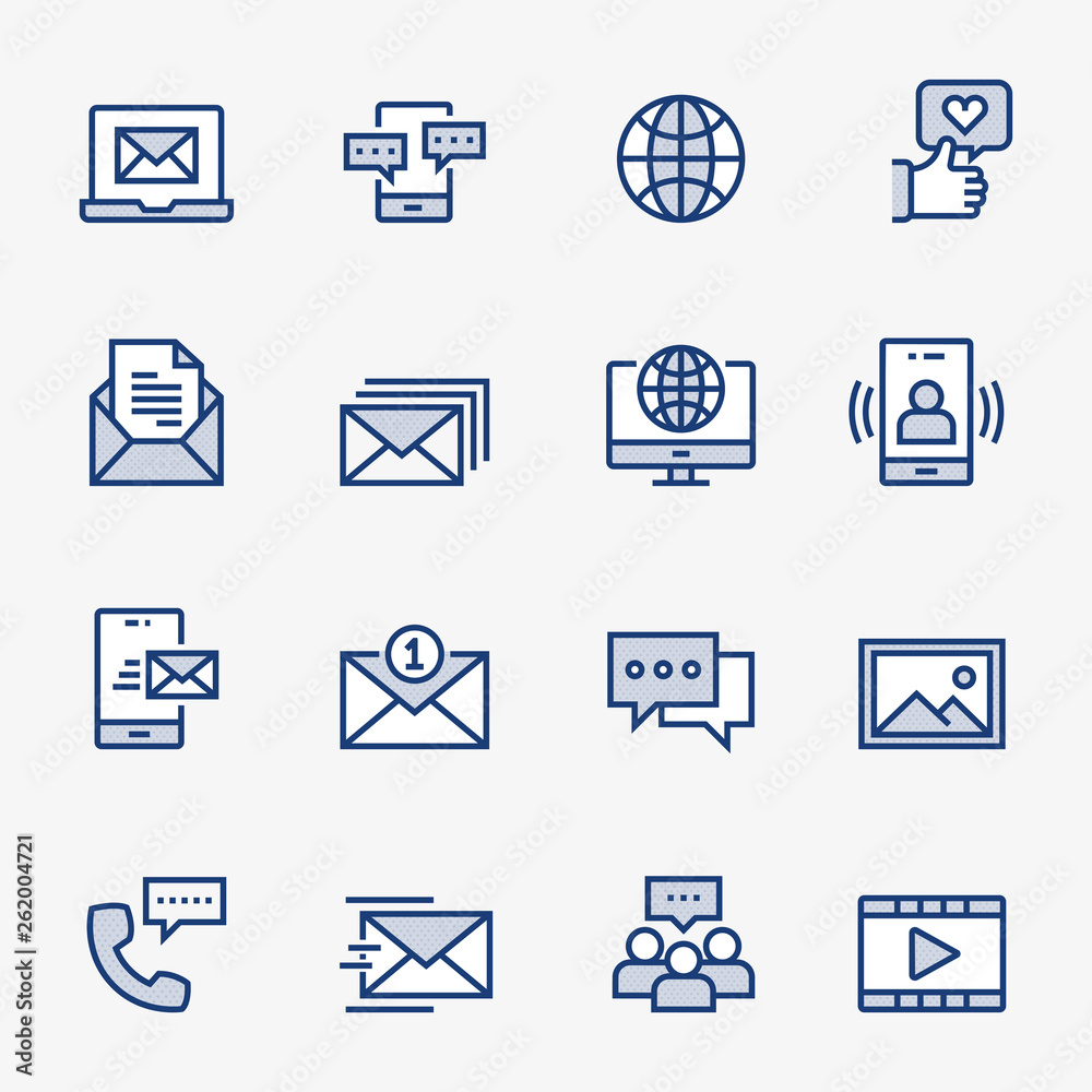 Communication Colored Outline Icons. Pixel Perfect Communication Colored Outline Icons. Pixel Perfect