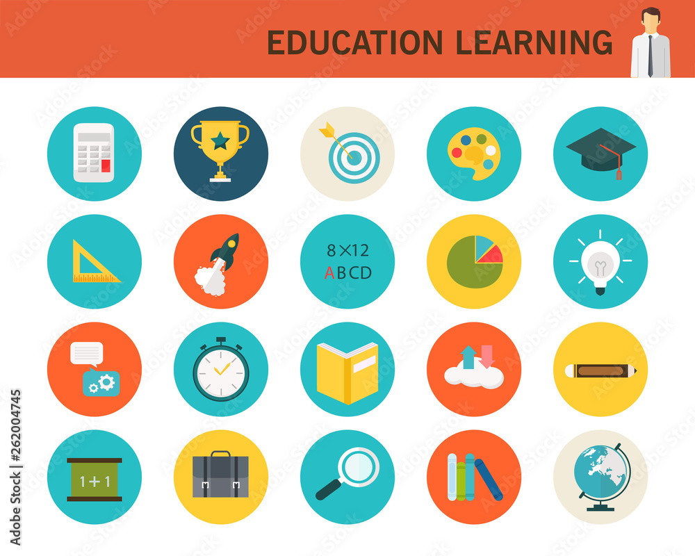 education learning consept flat icons.