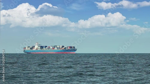 a giant container ship in the sea