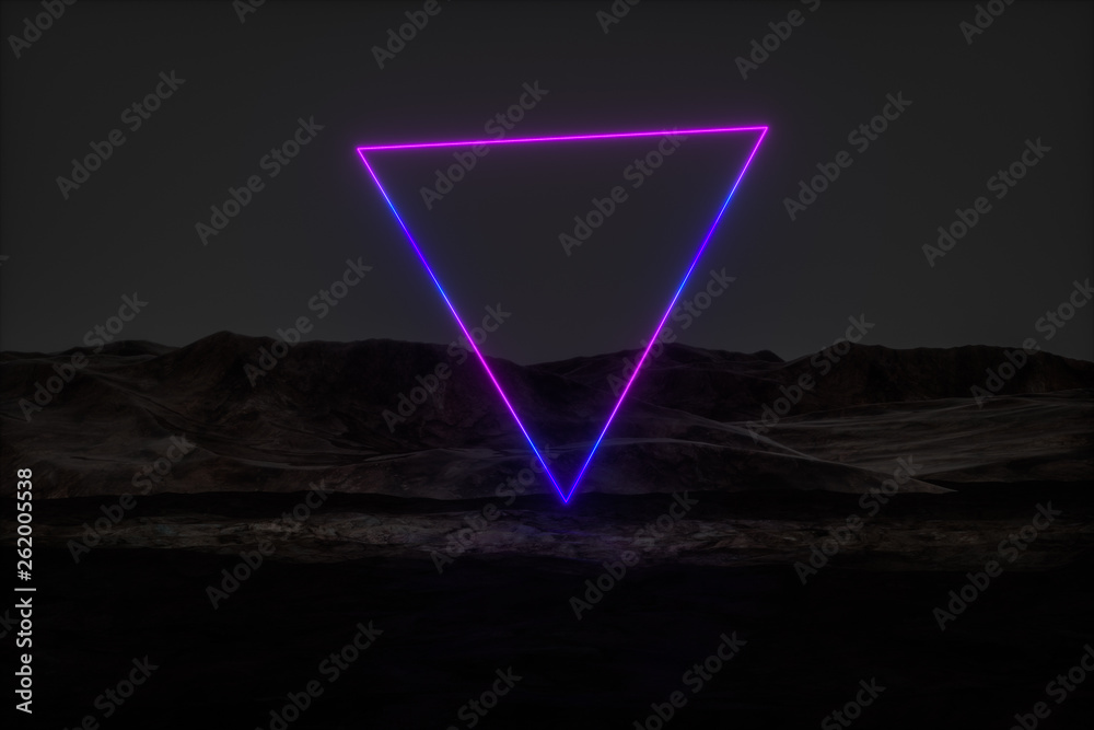 colorful glowing lines with dark mountain background, 3d rendering colorful glowing lines with dark mountain background, 3d rendering