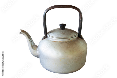 Vintage old kettle isolated on white background included clipping path. 