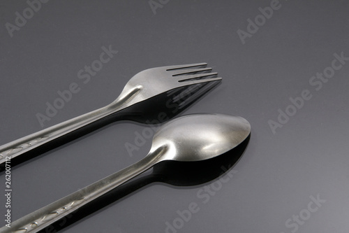 Stainless steel spoon and fork