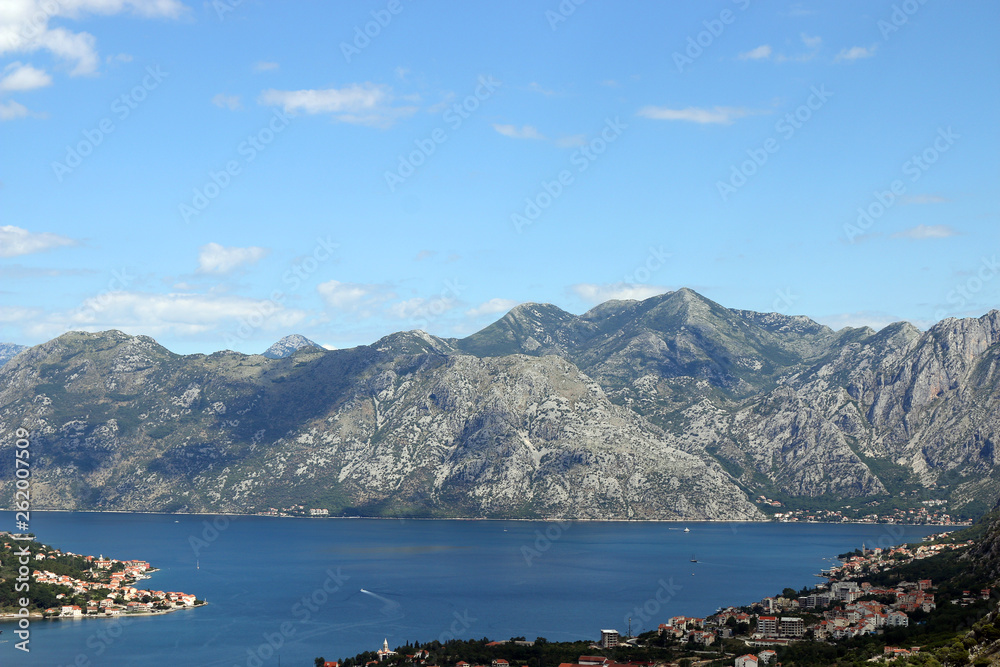 Bay of Kotor and beautiful mountains Montenegro summer season landscape
