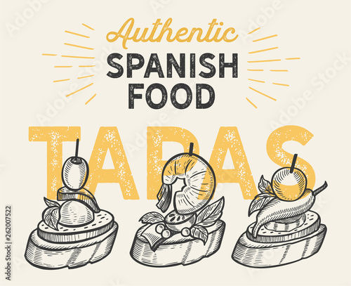 Spanish illustrations - tapas for restaurant photo