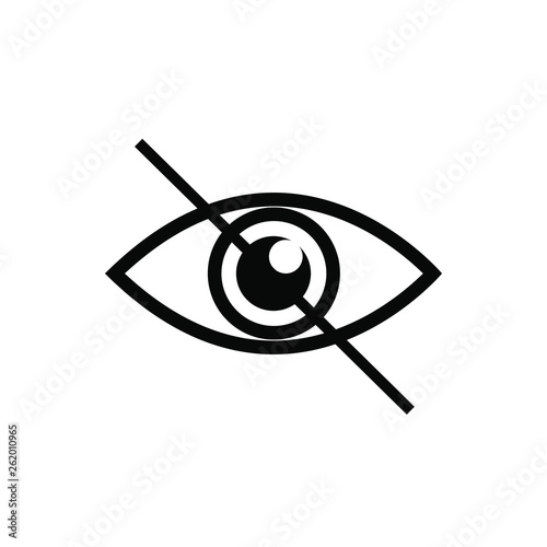 Dont look vector icon, crossed out eye illustration. simple icon. White icon