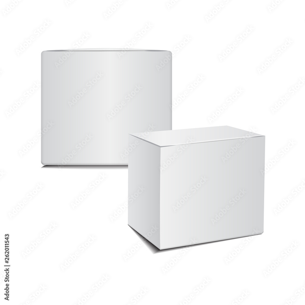 Mockup White Cardboard Plastic Package Box. Illustration Isolated On White Background. Set of Mock Up Template Mockup White Cardboard Plastic Package Box. Illustration Isolated On White Background. Set of Mock Up Template