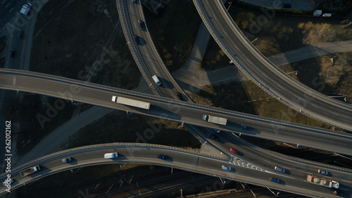 Photo cars in the city from a height.