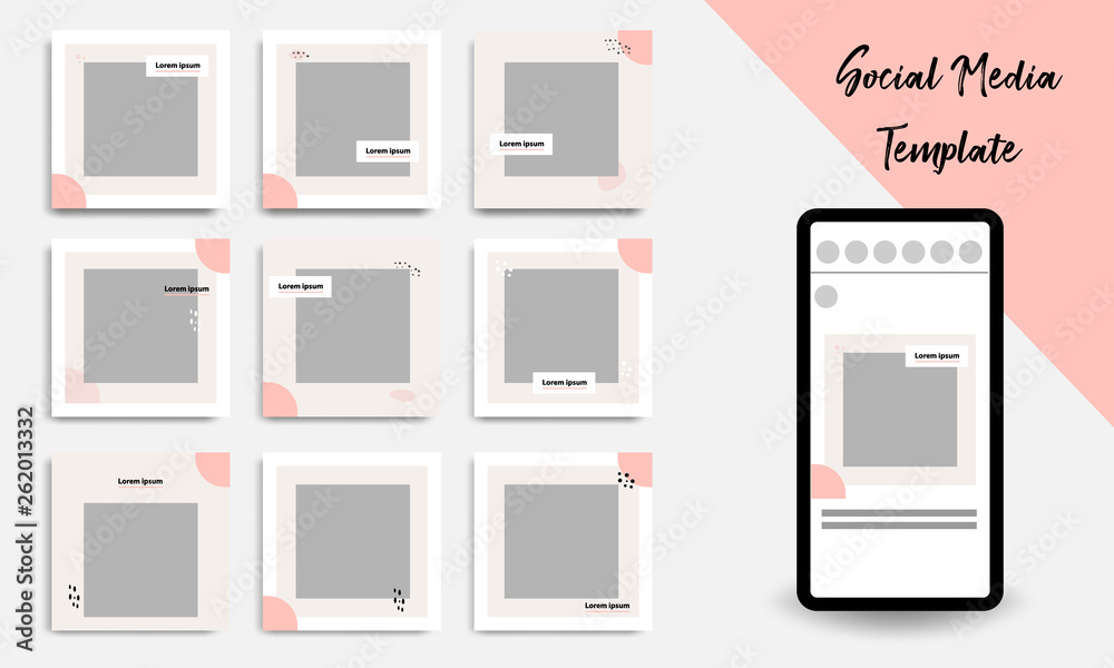 ditable square abstract geometric banner template for social media post. Peach, brown and white frame color. Minimal design background vector illustration ditable square abstract geometric banner template for social media post. Peach, brown and white frame color. Minimal design background vector illustration