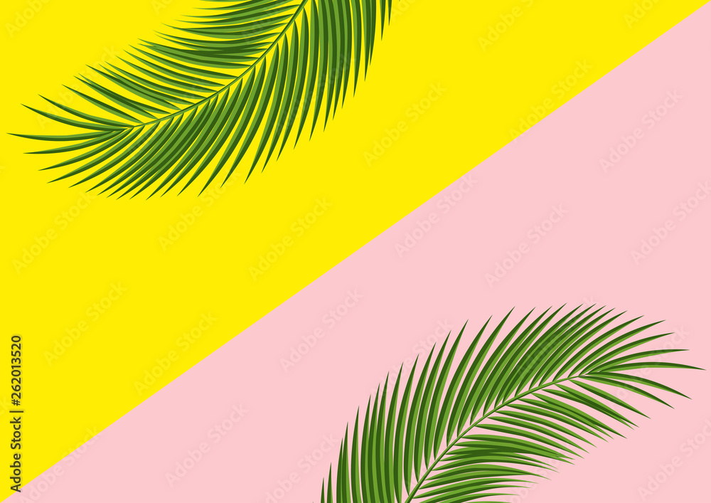Palm leaves background. Vector exotic palm leaves.