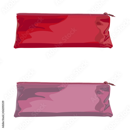 Colorful pencil case on white isolated background.