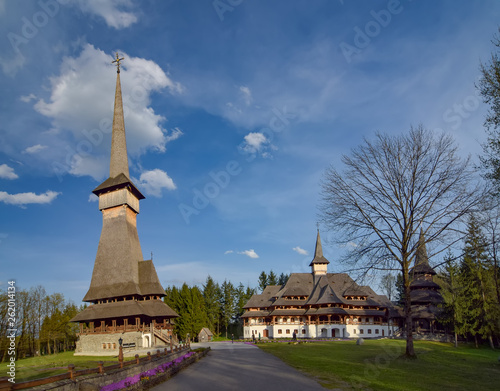 Historical Sapanta-Peri monastery, Maramures, Romania at sunny spring day © haidamac