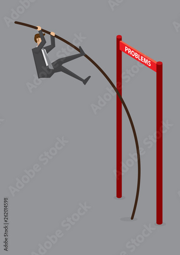 Businessman Overcoming Problems Conceptual Vector Illustration